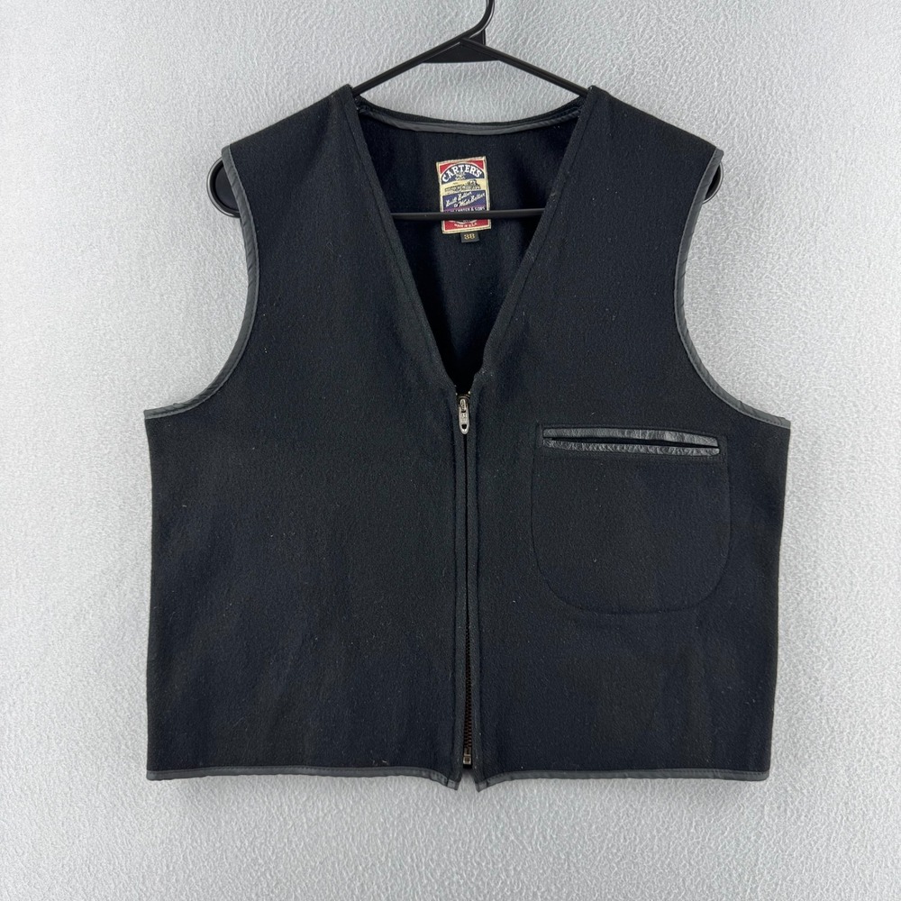Vintage 60s Carters Wool Waistcoat Vest Mens 38 Black Wool Western Talon Zip USA